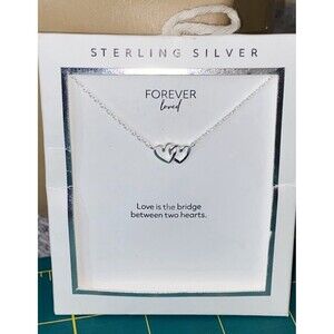 Sterling Silver Forever Loved Silver Hearts Intertwined Necklace.  16 - 19 inch